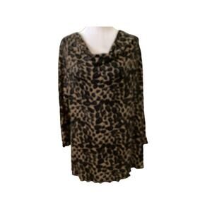 Maxima USA Vintage Drape Neck Black/Tan Glitter Party Top  1XL